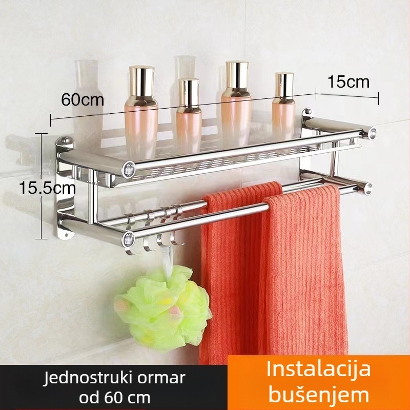 Držač ručnika od nehrđajućeg čelika, zidni, bez bušenja, za kupaonicu i kuhinju, novi kineski stil