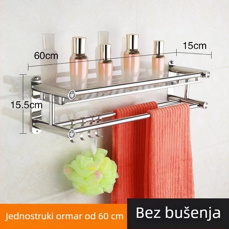 Držač ručnika od nehrđajućeg čelika, zidni, bez bušenja, za kupaonicu i kuhinju, novi kineski stil