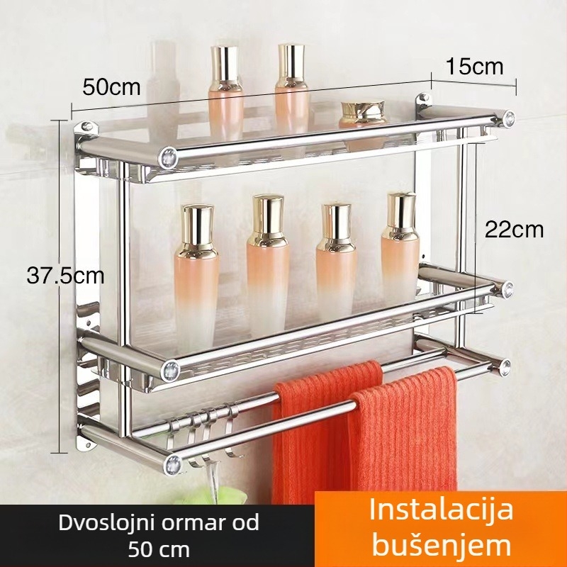 Držač ručnika od nehrđajućeg čelika, zidni, bez bušenja, za kupaonicu i kuhinju, novi kineski stil