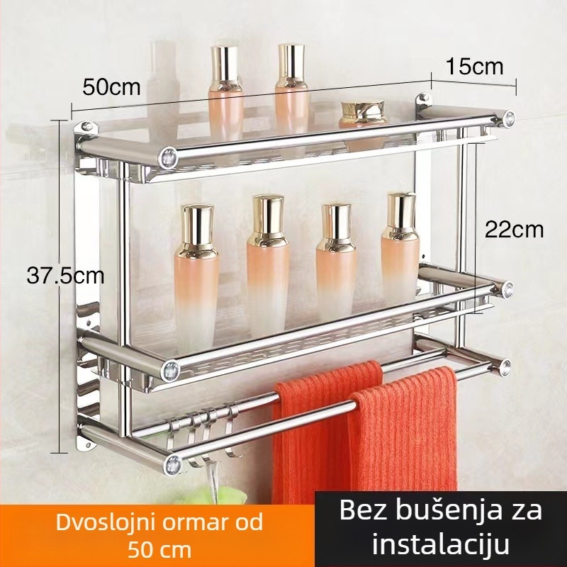 Držač ručnika od nehrđajućeg čelika, zidni, bez bušenja, za kupaonicu i kuhinju, novi kineski stil