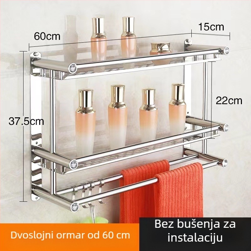 Držač ručnika od nehrđajućeg čelika, zidni, bez bušenja, za kupaonicu i kuhinju, novi kineski stil