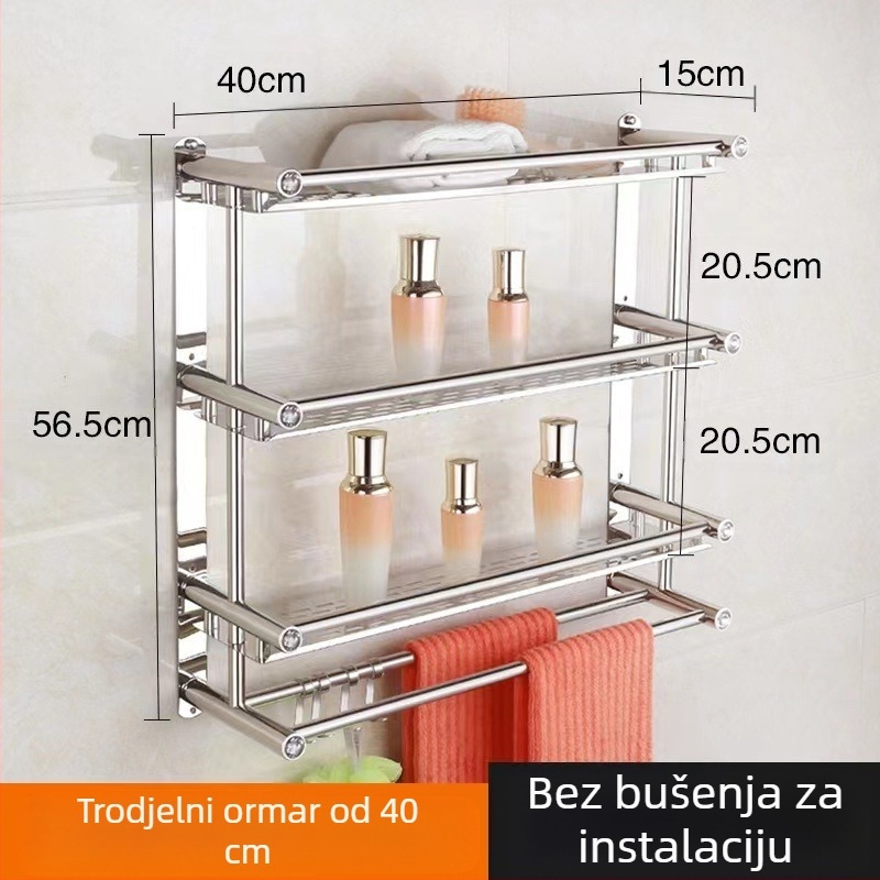 Držač ručnika od nehrđajućeg čelika, zidni, bez bušenja, za kupaonicu i kuhinju, novi kineski stil