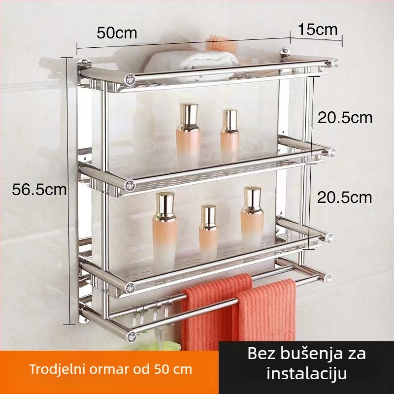 Držač ručnika od nehrđajućeg čelika, zidni, bez bušenja, za kupaonicu i kuhinju, novi kineski stil