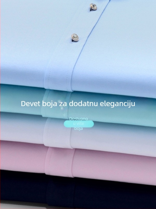 Muška košulja – slim-fit, kvadratni ovratnik, dugi rukav, bojena vlakna, poliesterska smjesa