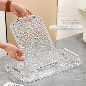 Akrilni pladanj s dvostrukim držačima, kvadratnog oblika, moderni minimalistički stil, prilagodljiv, za dom i hotel, nije pogodan za mikrovalnu pećnicu