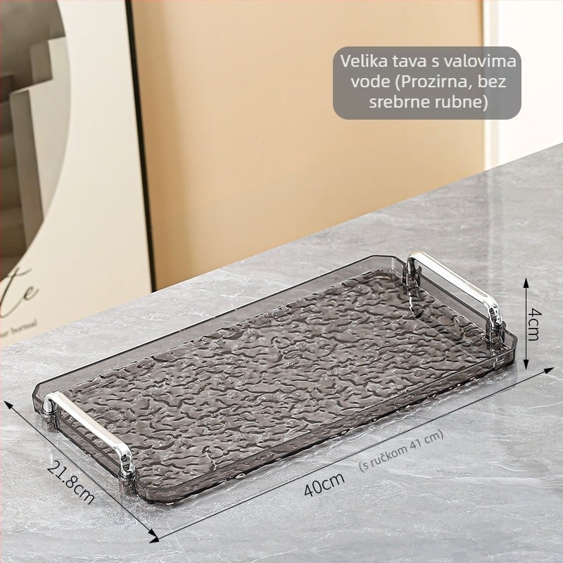 Akrilni pladanj s dvostrukim držačima, kvadratnog oblika, moderni minimalistički stil, prilagodljiv, za dom i hotel, nije pogodan za mikrovalnu pećnicu