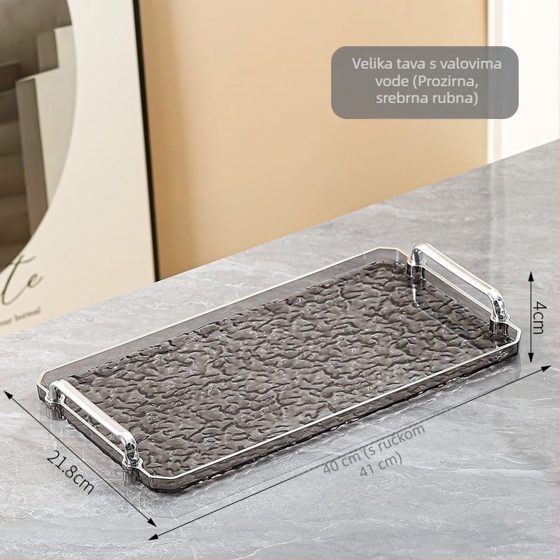 Akrilni pladanj s dvostrukim držačima, kvadratnog oblika, moderni minimalistički stil, prilagodljiv, za dom i hotel, nije pogodan za mikrovalnu pećnicu