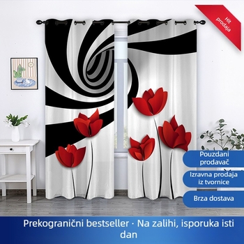 3D digitalno otisnane zavjese od poliestera, polusjenilo (40-70%), moderni minimalistički dizajn za dnevni boravak, spavaću sobu i balkon
