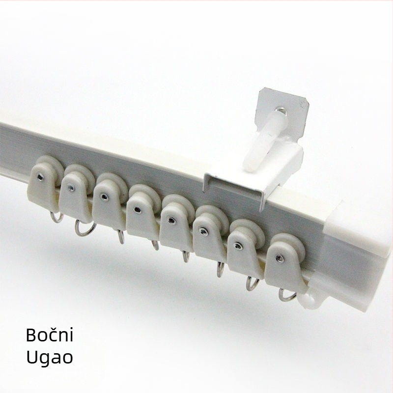 Bixiao zavjesna šina – U‑oblik zavojna šina; vanjska plast, unutarnja čelik; moderni minimalistički stil; nije prilagodljiva; bez licenciranih privatnih marki