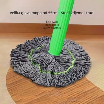 Mop s okretom glave i mikrovlaknom, sustav samoutiska bez ruku, teleskopska šipka od nehrđajućeg čelika 1,3 m, nosivost preko 10 kg