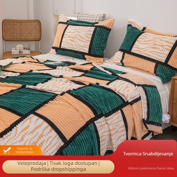 Flanel deka s geometrijskim uzorkom, poliesterska vlakna, 800–1000 g, za sve sezone, moderan minimalistički stil