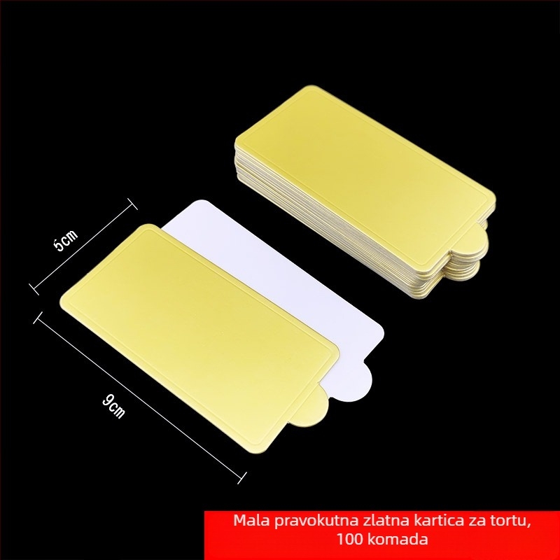 Trokutna podloga za mousse za torte, papir za pečenje od prehrambene bijele kartonske baze, 350 g/m², zlatna prevlaka, moderni minimalistički stil.