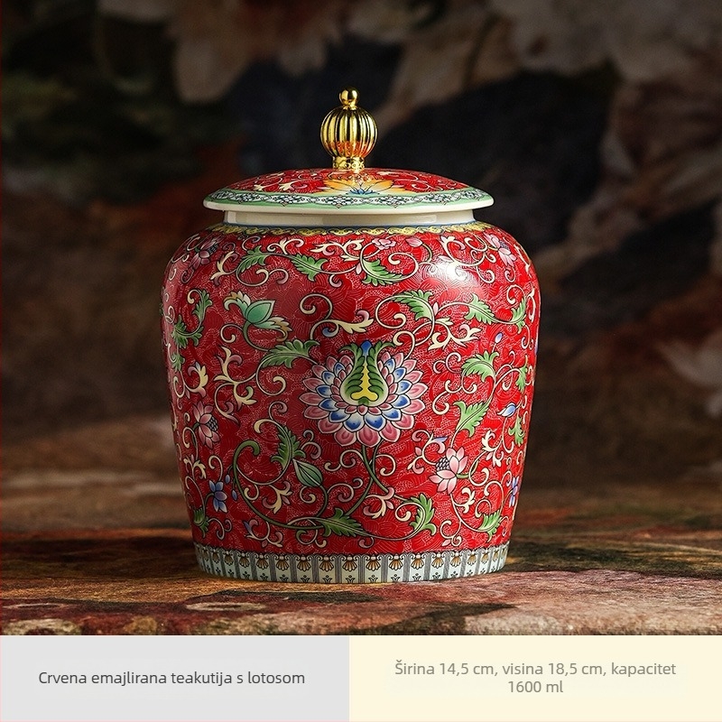 Keramički spremnik za čaj s emajliranim uzorkom u palačnom stilu, novi kineski stil