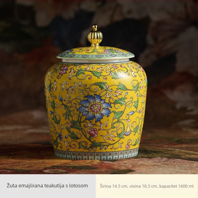 Keramički spremnik za čaj s emajliranim uzorkom u palačnom stilu, novi kineski stil