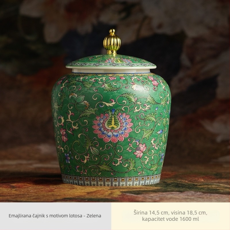 Keramički spremnik za čaj s emajliranim uzorkom u palačnom stilu, novi kineski stil