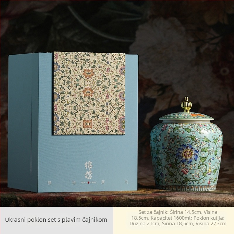 Keramički spremnik za čaj s emajliranim uzorkom u palačnom stilu, novi kineski stil