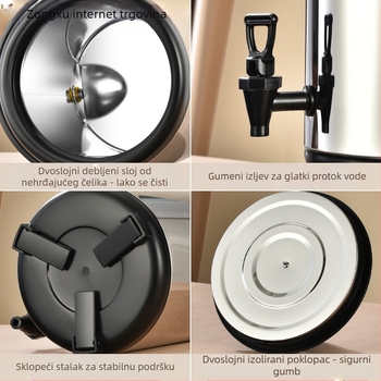 Nehrđajući čelik, dvostruko slojna izolirana kanta za mliječni čaj, kapacitet 6-12 L