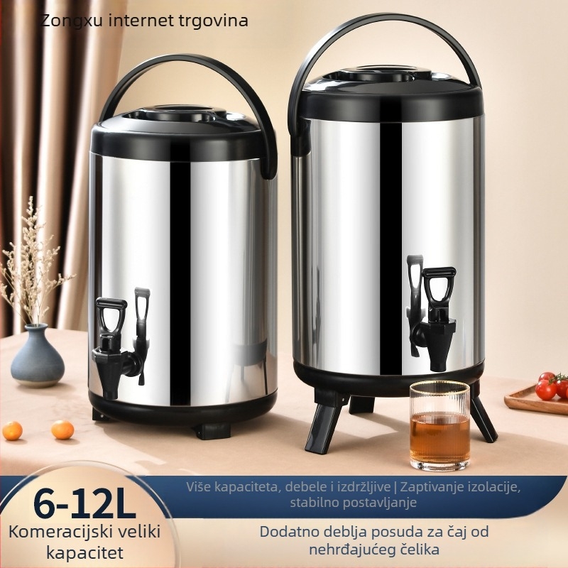 Nehrđajući čelik, dvostruko slojna izolirana kanta za mliječni čaj, kapacitet 6-12 L