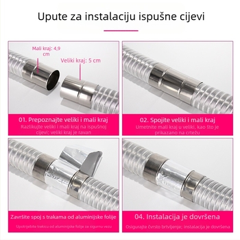 Izlazna cijev za plinski bojler, nehrđajući čelik s aluminijskom folijom, proširujuća fleksibilna cijev, model Y-RSQ-LBDT-60, Conjoranco