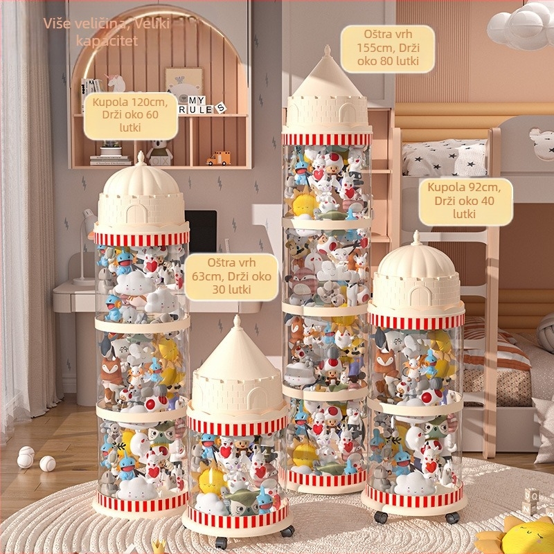 Kantica za skladištenje lutki, plastični organizator igračaka s višestrukim slojevima (1-4 razine), za skladištenje u dnevnom boravku, kreativni stil