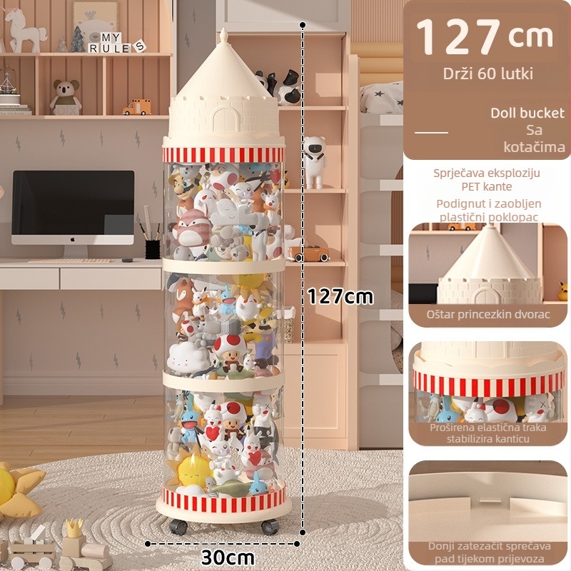 Kantica za skladištenje lutki, plastični organizator igračaka s višestrukim slojevima (1-4 razine), za skladištenje u dnevnom boravku, kreativni stil