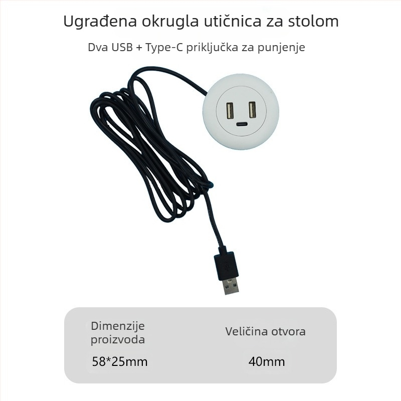 Dianpudun ugrađena USB utičnica na radnoj ploči s izlazom 5V/12V DC