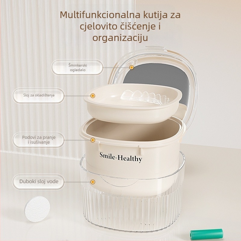 Kutija za čišćenje i namakanje zubnih alata, 1 L, PP plastika, prozirna zatvorena konstrukcija, višefunkcionalna