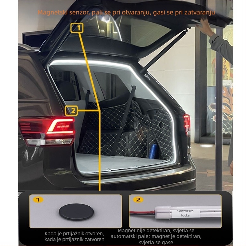 Magnetska LED traka za prtljažnik automobila s automatskim senzorom, unutarnje osvjetljenje, univerzalno