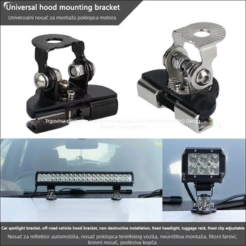 Držač LED reflektora na poklopcu automobila, aluminijska legura, univerzalni, bez bušenja