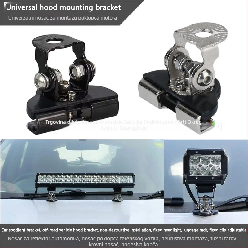 Držač LED reflektora na poklopcu automobila, aluminijska legura, univerzalni, bez bušenja