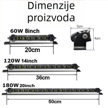 LED traka za vozila s 6D lećama | jednoradna, ultra-tanka, 180W, 12-24V, 18000LM, 6500K