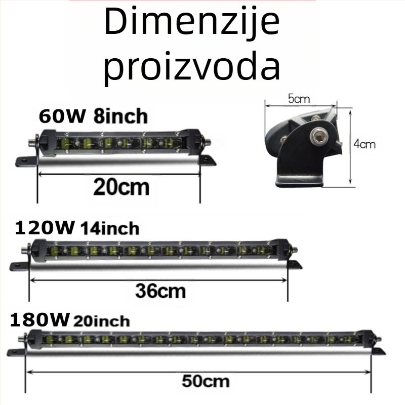 LED traka za vozila s 6D lećama | jednoradna, ultra-tanka, 180W, 12-24V, 18000LM, 6500K