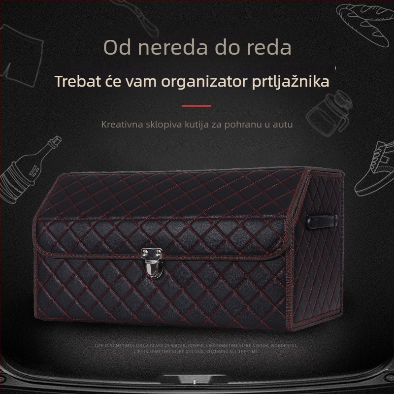 Kožna sklopiva kutija za prtljažnik automobila, vodootporna, s ručkom