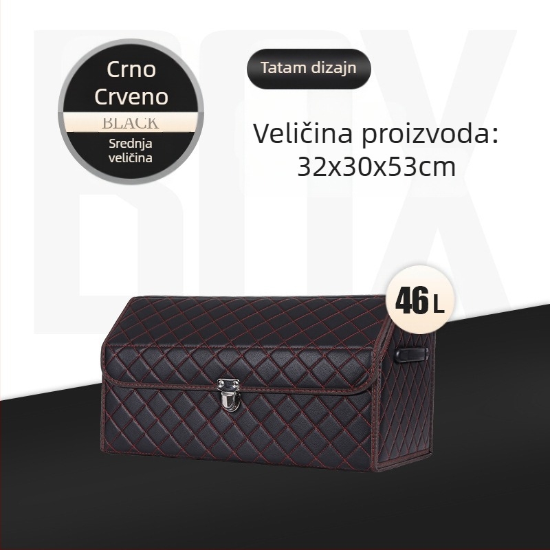 Kožna sklopiva kutija za prtljažnik automobila, vodootporna, s ručkom