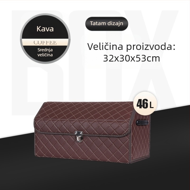 Kožna sklopiva kutija za prtljažnik automobila, vodootporna, s ručkom