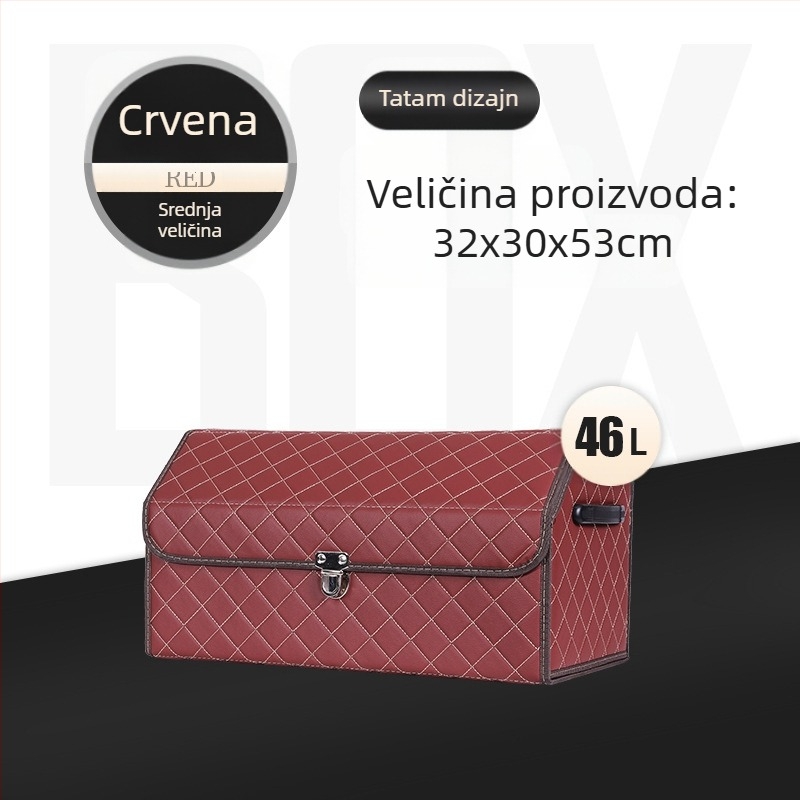 Kožna sklopiva kutija za prtljažnik automobila, vodootporna, s ručkom