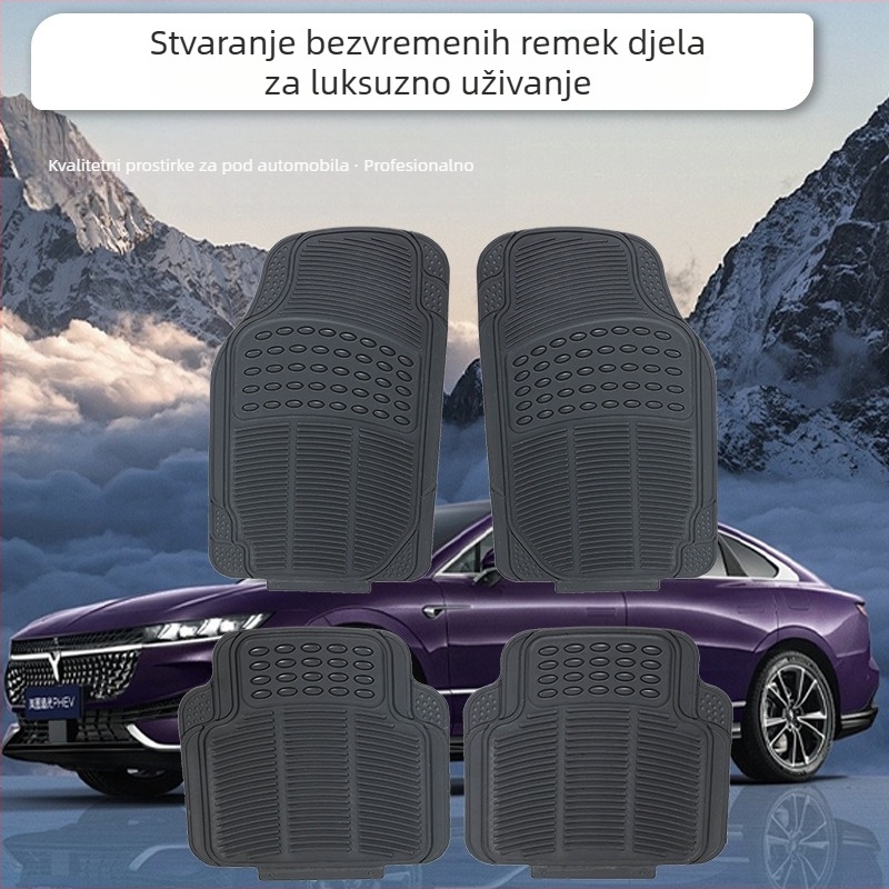 Set četiri PVC podne prostirke za auto, vodootporne, protivklizne, otporne na habanje, lako za čišćenje (univerzalna prilagodba)