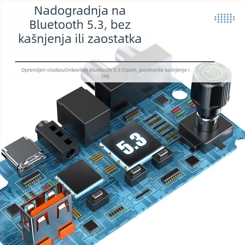 C36 Bluetooth 5.3 prijemnik s digitalnim zaslonom, RCA, optičko vlakno, koaksijalni, USB i AUX sučeljima; podržava USB flash drive i MP3 reprodukciju; Plug and Play; domet 10 m