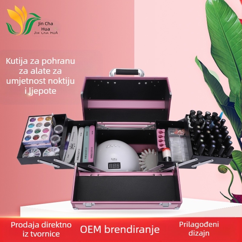 Prijenosna višeslojna kutija za kozmetiku – metalna, vodootporna, protiv krađe, zatvarač s kukom, s produženim slojem