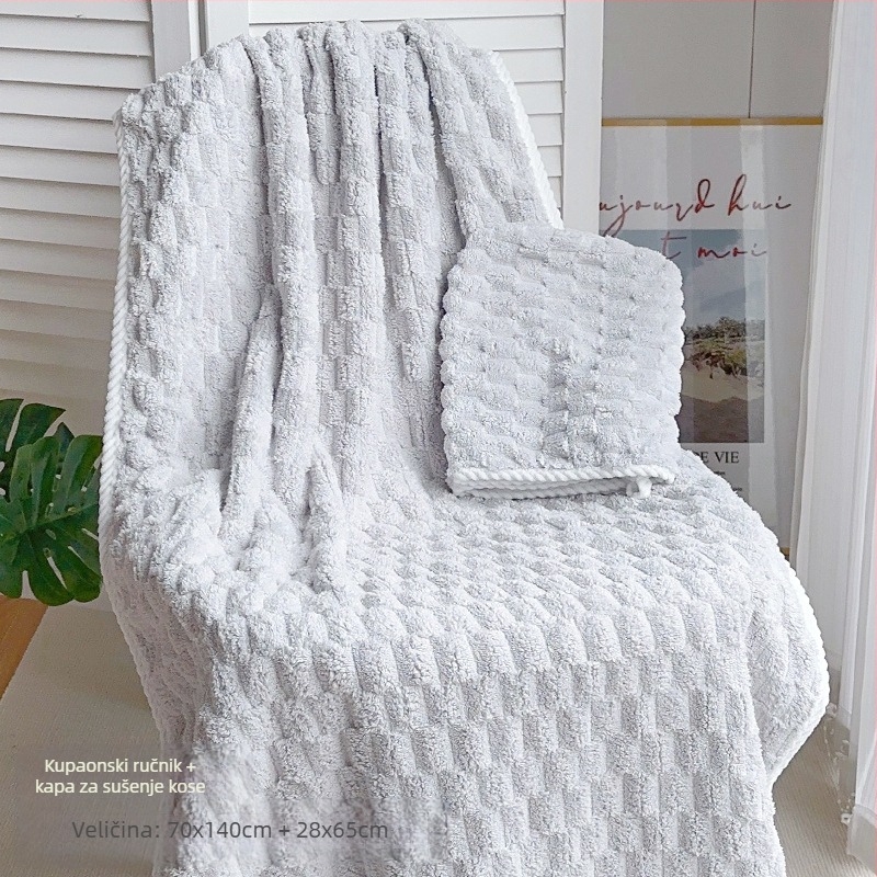 Trojdjelni set za kupaonicu: ručnik za pakiranje za odrasle, kapa za sušenje kose i ručnik; 100% pamuk, 150D pređa, marka Silent Love