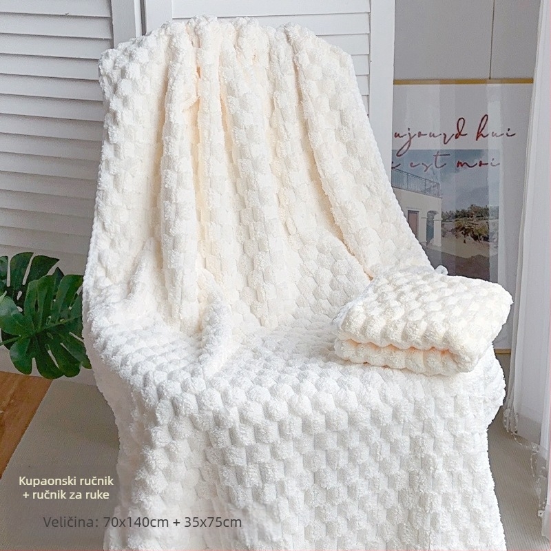 Trojdjelni set za kupaonicu: ručnik za pakiranje za odrasle, kapa za sušenje kose i ručnik; 100% pamuk, 150D pređa, marka Silent Love