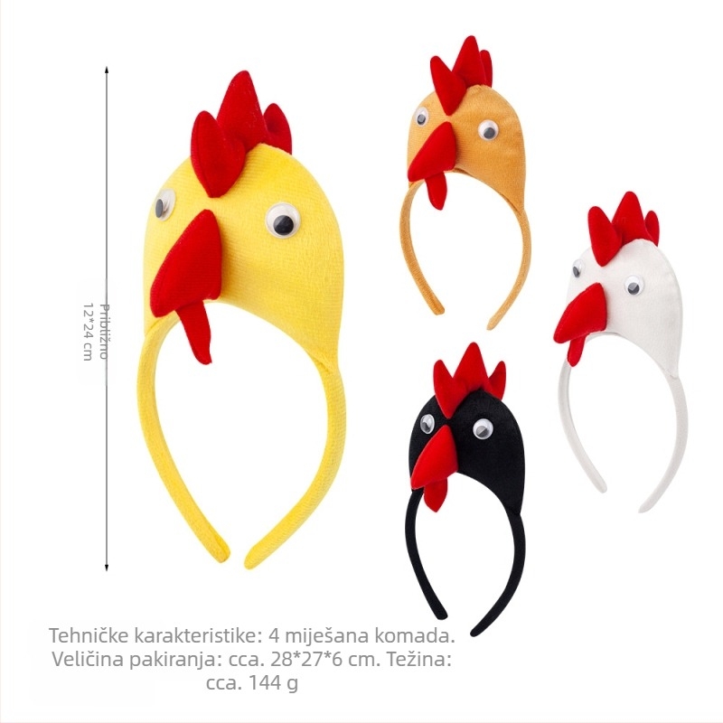 Dječja diadema za kosu s karikaturnim motivom kokoši, plastična, ručna izrada, za djecu