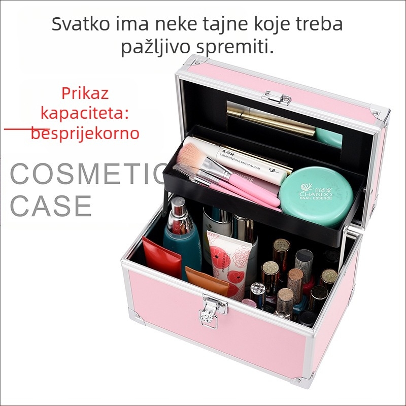 Kozmetička kutija s PVC konstrukcijom, otvaranje aluminijskim okvirom i jednosmjernim kotačićima