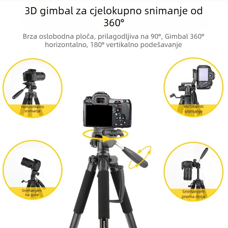 Zomei Q188 stativ s 3-osi glavom, aluminijska legura, nosivost 5 kg, ploča brzog otpuštanja