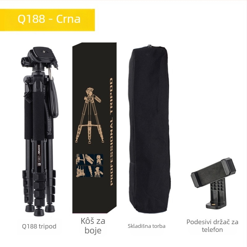 Zomei Q188 stativ s 3-osi glavom, aluminijska legura, nosivost 5 kg, ploča brzog otpuštanja