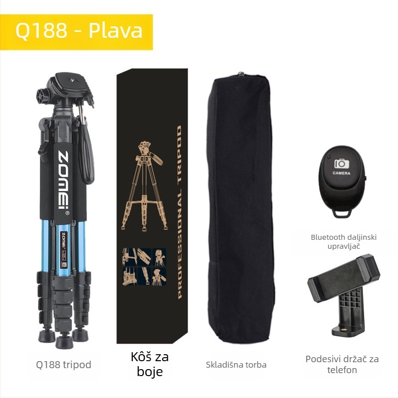 Zomei Q188 stativ s 3-osi glavom, aluminijska legura, nosivost 5 kg, ploča brzog otpuštanja