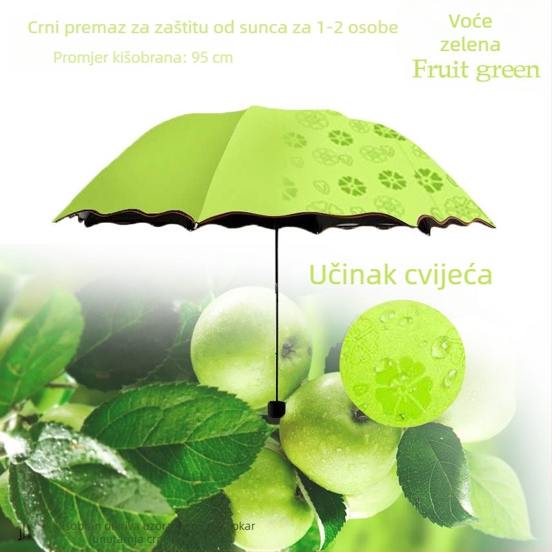 Ženski dvostruki sklopivi kišobran za sunce i kišu, ručno otvaranje i zatvaranje, UPF 50+, 8 čeličnih rebara, težina 320 g
