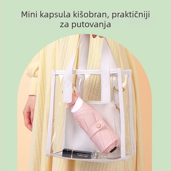 Red Leaves Petsegmentni suncobran, unisex, kompaktan, 6 rebara, ručno otvaranje, UPF >50, tkanina 190T, okvir od vlakana