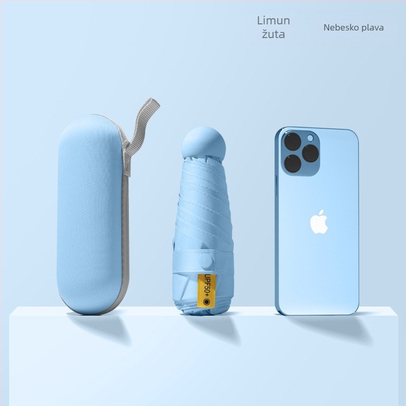 Red Leaves Petsegmentni suncobran, unisex, kompaktan, 6 rebara, ručno otvaranje, UPF >50, tkanina 190T, okvir od vlakana