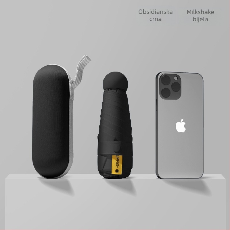 Red Leaves Petsegmentni suncobran, unisex, kompaktan, 6 rebara, ručno otvaranje, UPF >50, tkanina 190T, okvir od vlakana